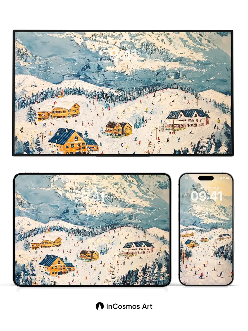 Snowfall Symphony Wallpaper with Alpine Echoes