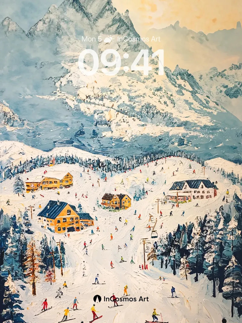 Snowfall Symphony Wallpaper with Alpine Echoes