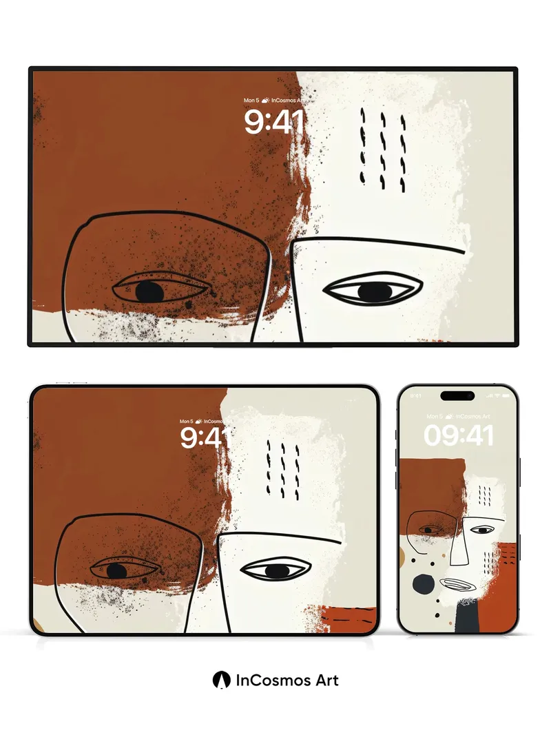 Earthy Gaze Wallpaper with Textured Faces