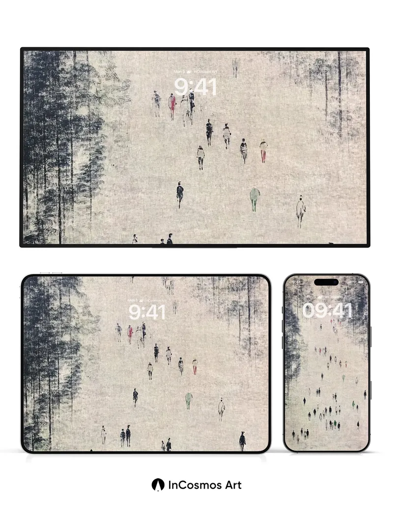 Silent Forest Path Wallpaper with Whispering Pines