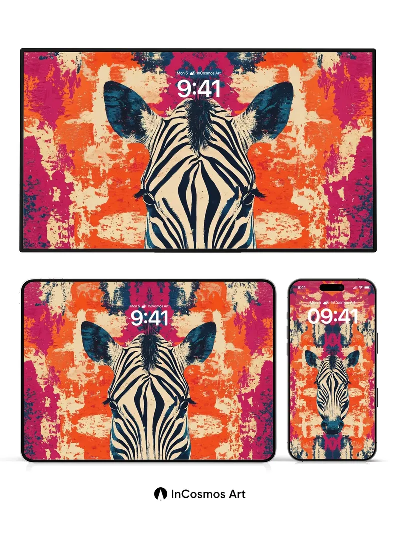 Electric Zebra Wallpaper with Ikat Pulse