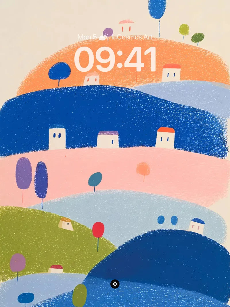 Whimsical Pastel Hills Abstract Wallpaper Serenity wallpaper for iPhone, iPad & Mac