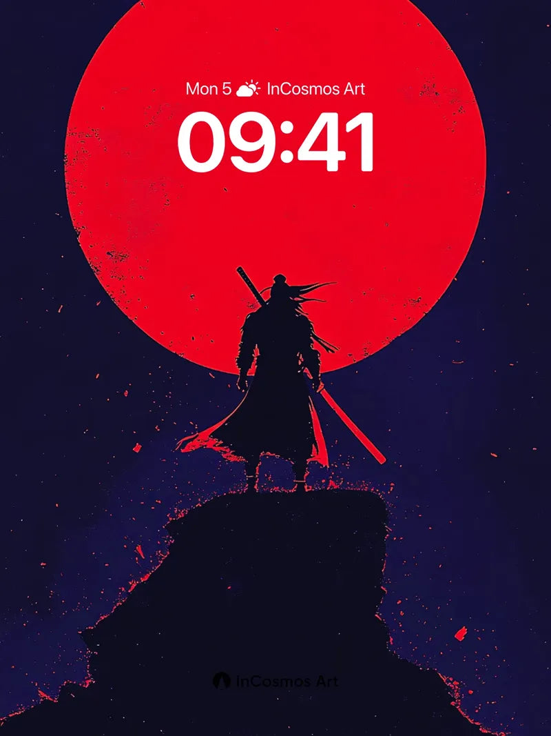 Blood Moon Samurai Wallpaper with Crimson Silence