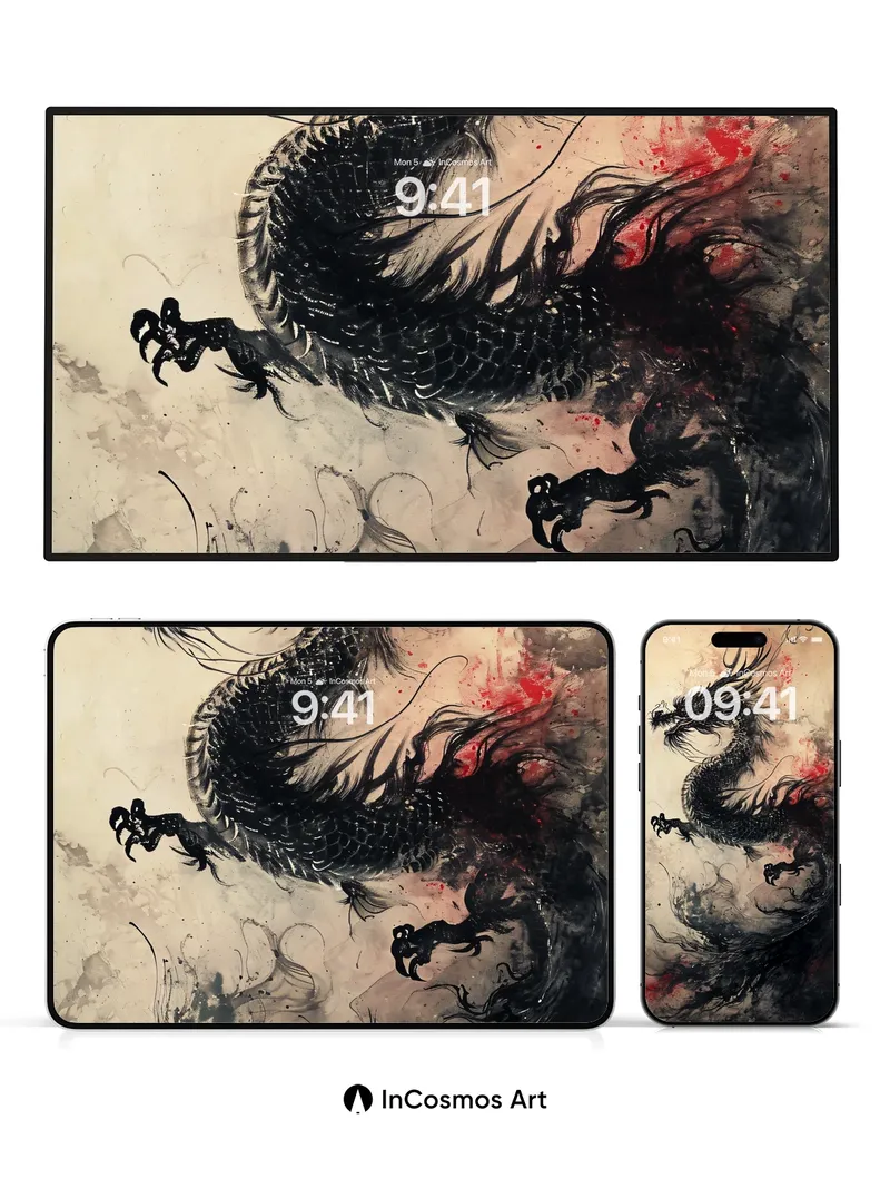 Storm-Whisper Dragon Wallpaper with Ink Veins