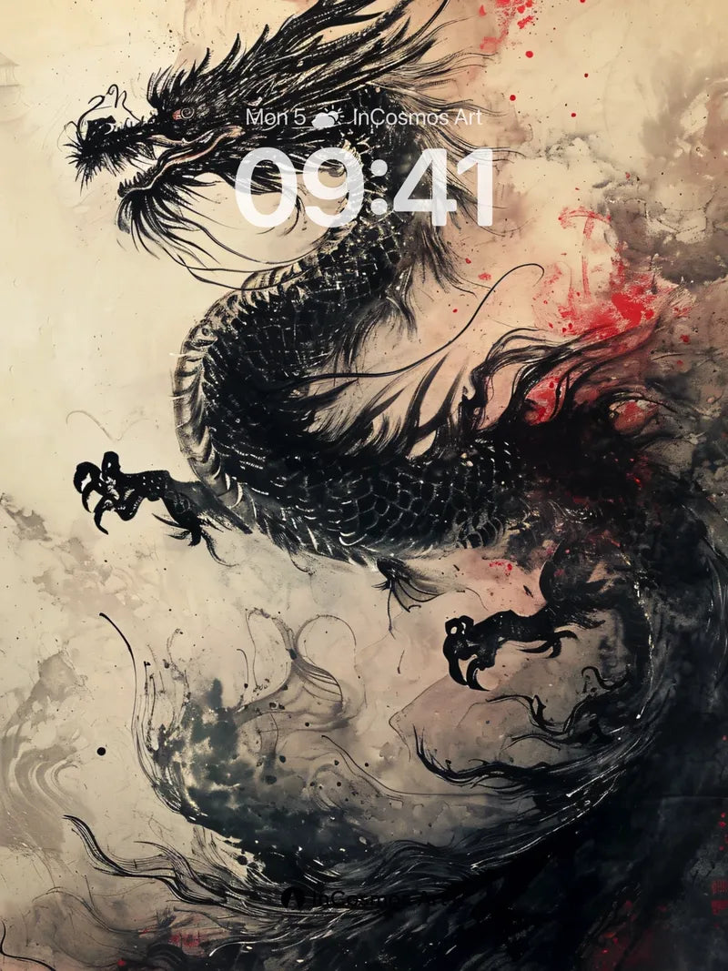 Storm-Whisper Dragon Wallpaper with Ink Veins
