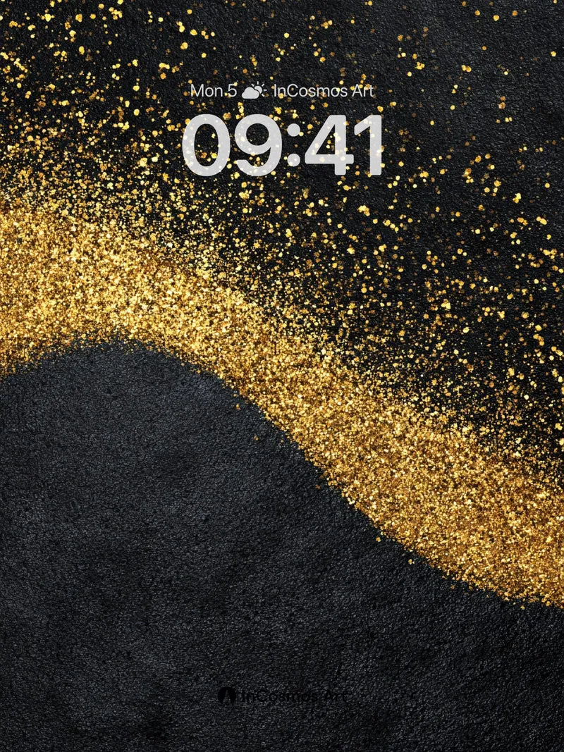 Luminous Gold Dust Wallpaper with Midnight Flow
