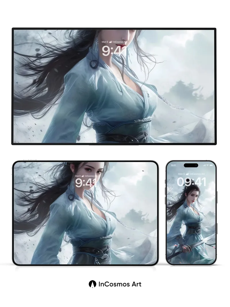 Frostwhisper Blade Wallpaper with Ethereal Drift