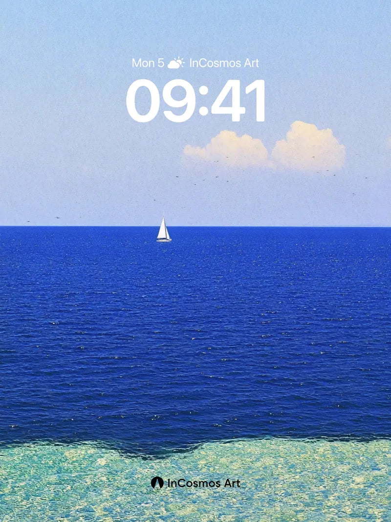 Serenity Sail Wallpaper with Coral Edge