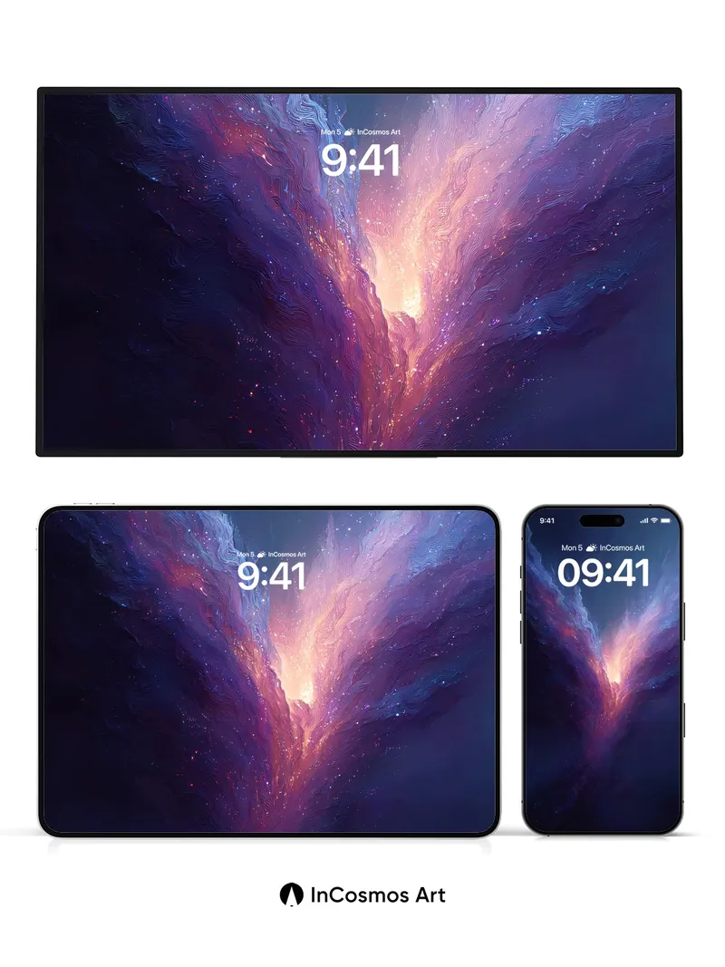 Cosmic Veil Wallpaper with Nebula Wings