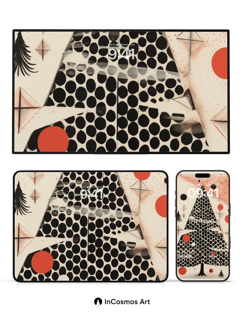 Polka Dot Forest Wallpaper with Geometric Whispers