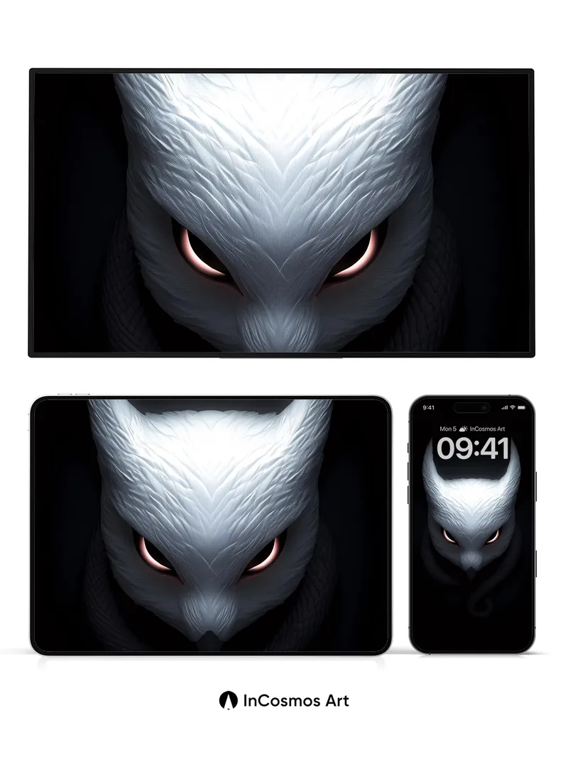 Silent Watcher Wallpaper with Glowing Eyes