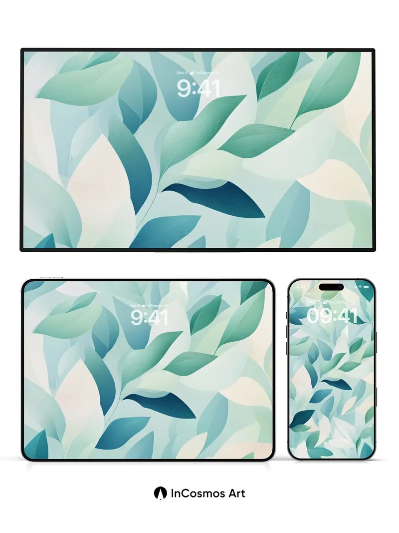 Serenity Leaf Wallpaper with Ethereal Gradient
