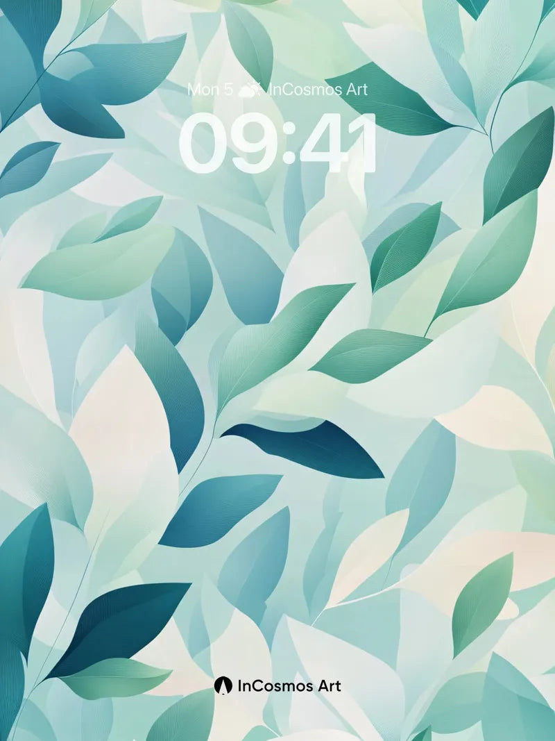 Serenity Leaf Wallpaper with Ethereal Gradient