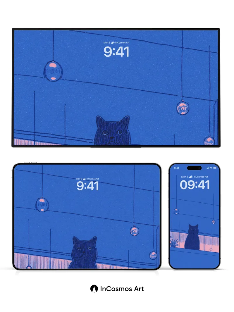 Midnight Whispers Wallpaper with Hanging Orbs