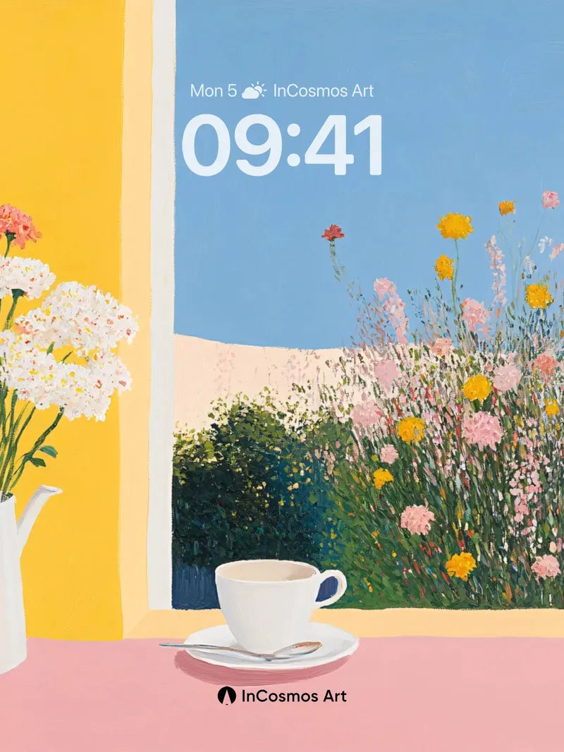 Serene Still Life Wallpaper with Window Garden