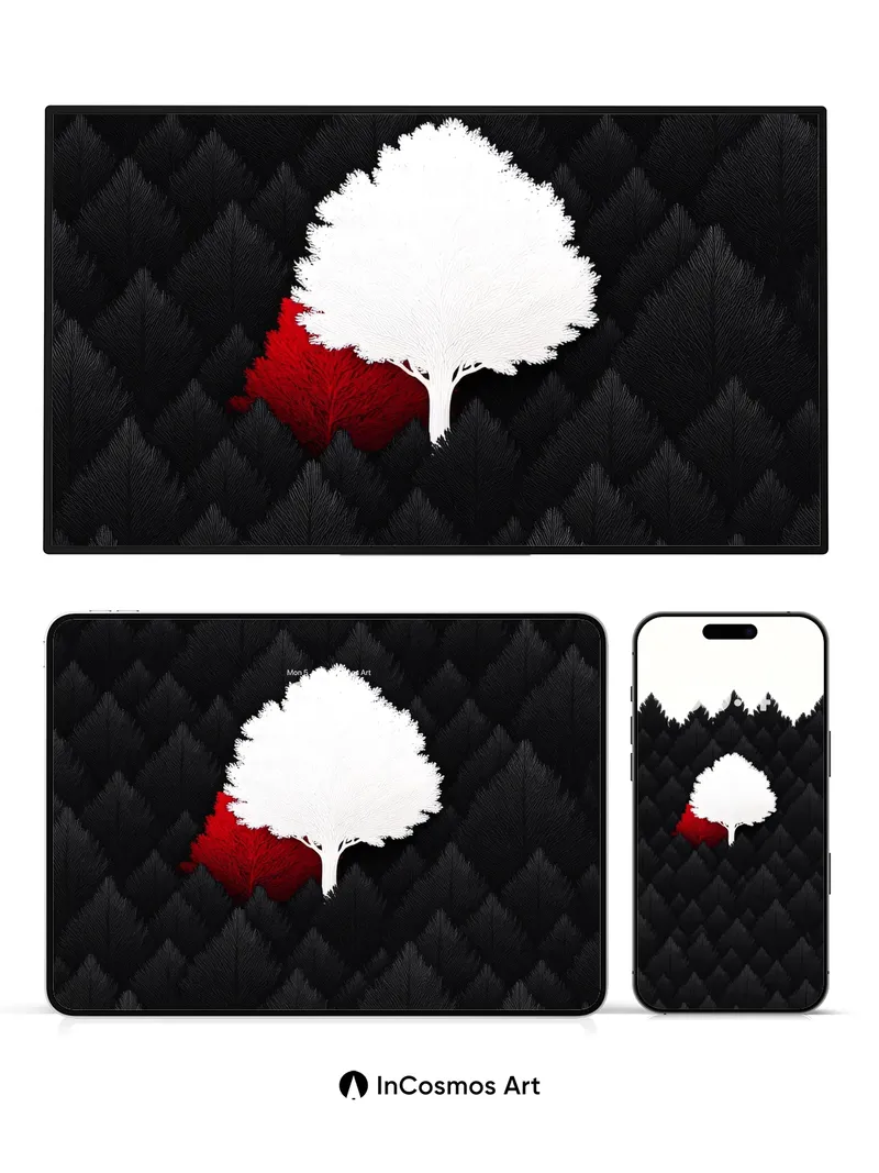 Silent Grove Wallpaper with Crimson Pulse