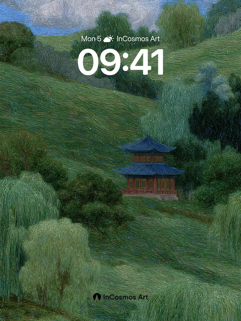 Whispering Hills Wallpaper with Van Gogh Swirls