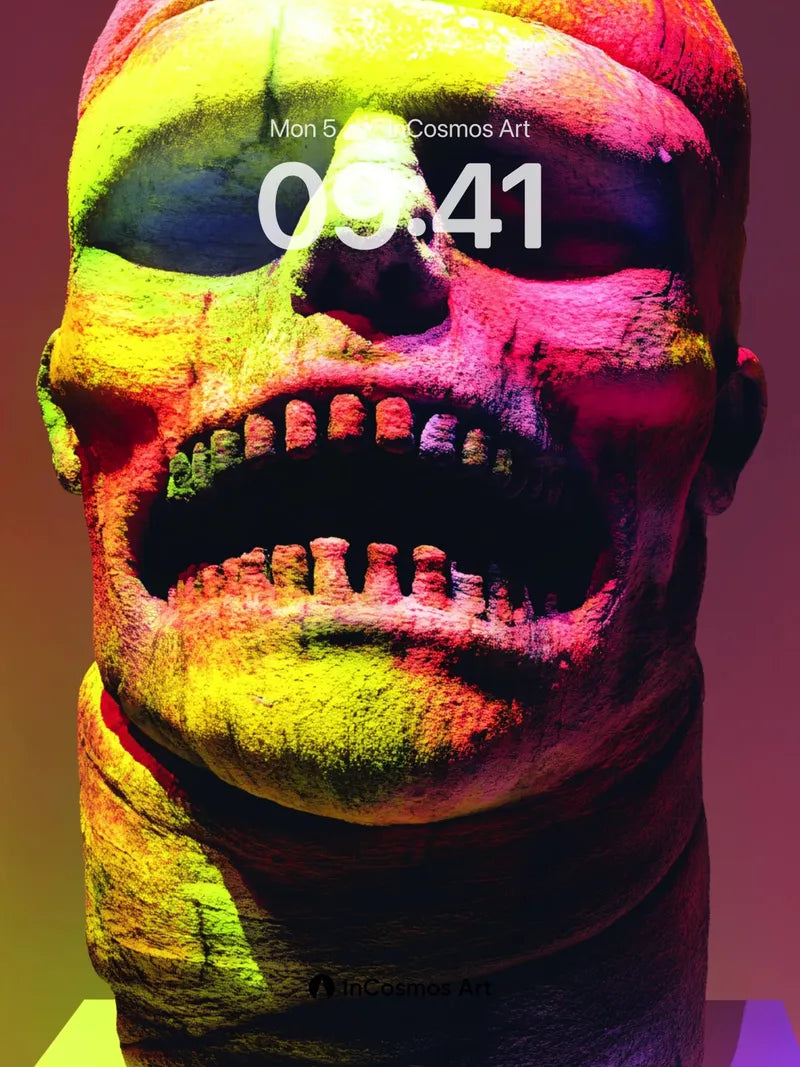 Neon Decay Wallpaper with Rainbow Mummy