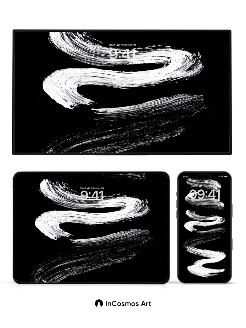 Serpentine Brushstroke Wallpaper with Ink Pulse