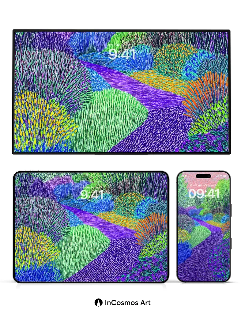 Lavender Pathway Wallpaper with Textured Light