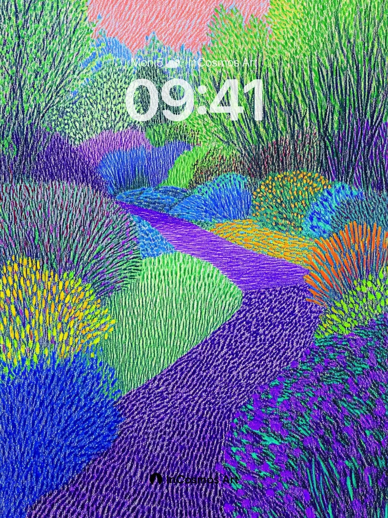 Lavender Pathway Wallpaper with Textured Light