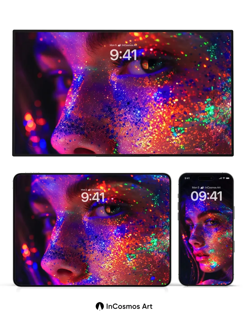 Neon Galaxy Wallpaper with Living Light Dust