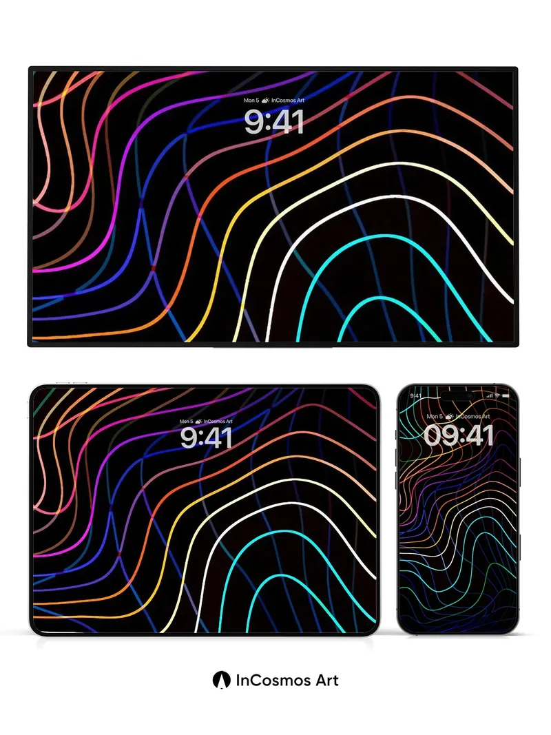 Neon Pulse Wallpaper with Woven Light Trails