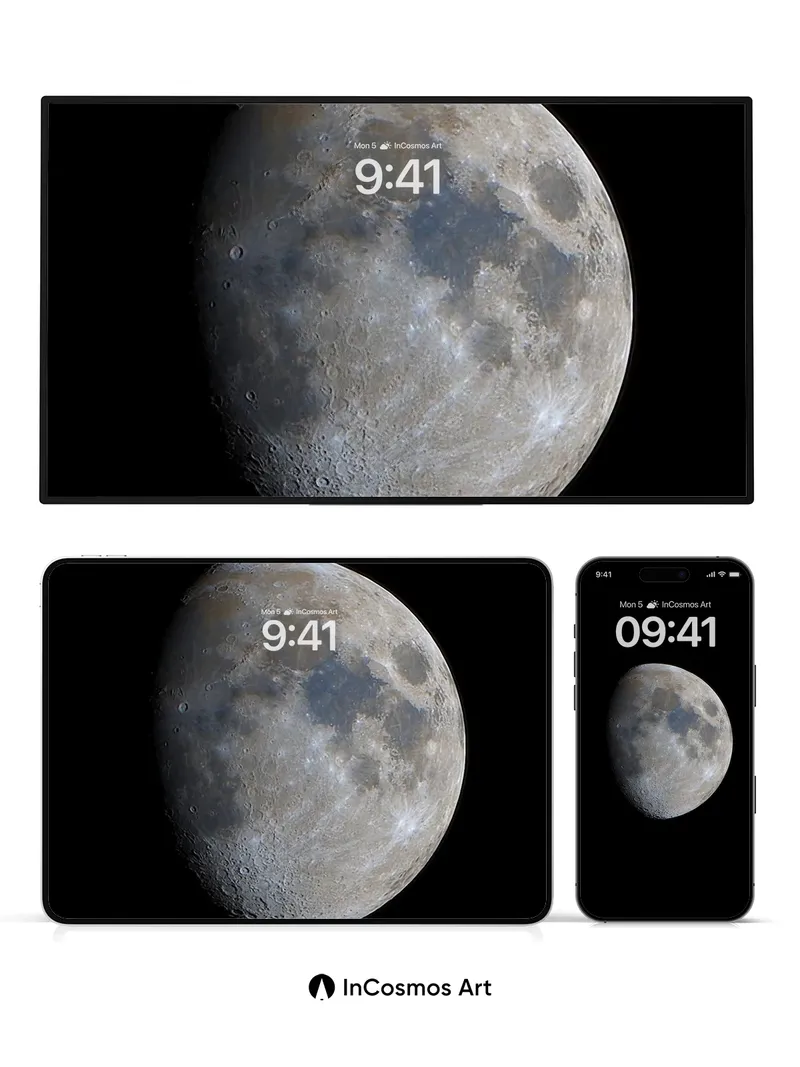 Silent Crater Wallpaper with Lunar Shadows