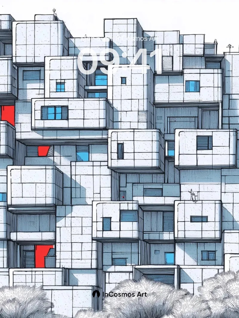 Stacked Silence Wallpaper with Floating Cubes