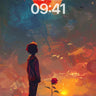 Crimson Moonlight Wallpaper with Rose Silhouette wallpaper for iPhone, iPad & Mac