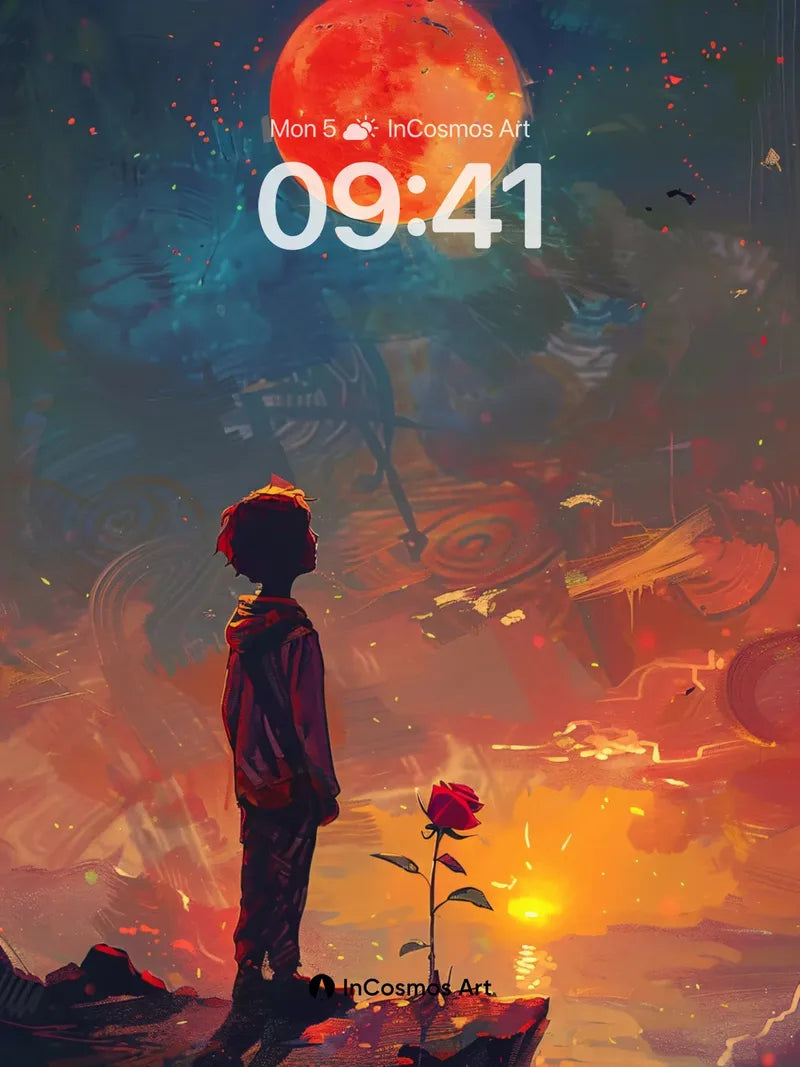 Crimson Moonlight Wallpaper with Rose Silhouette wallpaper for iPhone, iPad & Mac