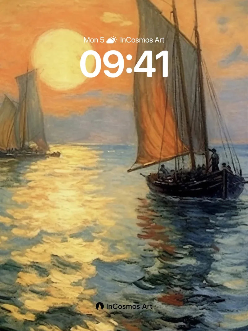 Golden Hush Sailboat Wallpaper with Sunset Reflections