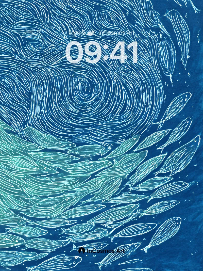 Whirlpool Current Wallpaper with School of Fish
