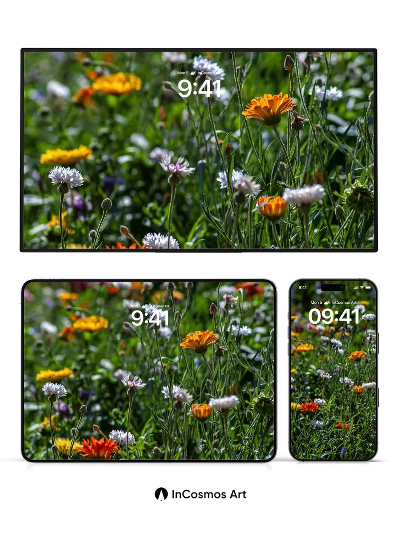 Sunlit Meadow Wallpaper with Whispering Petals