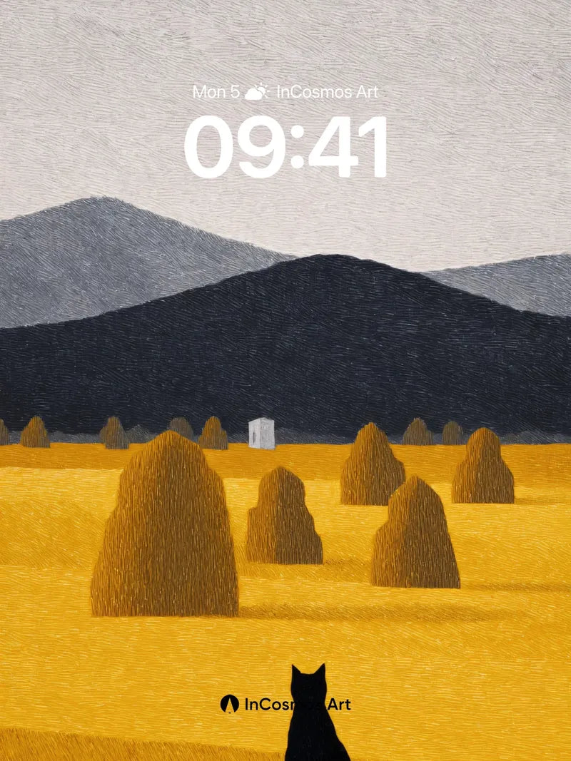 Silent Watcher Wallpaper with Golden Fields