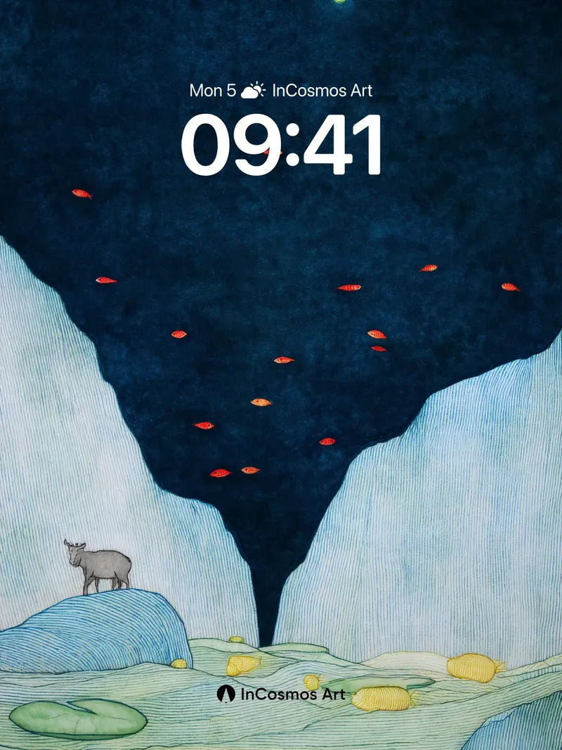 Nocturnal Canyon Wallpaper with Floating Embers