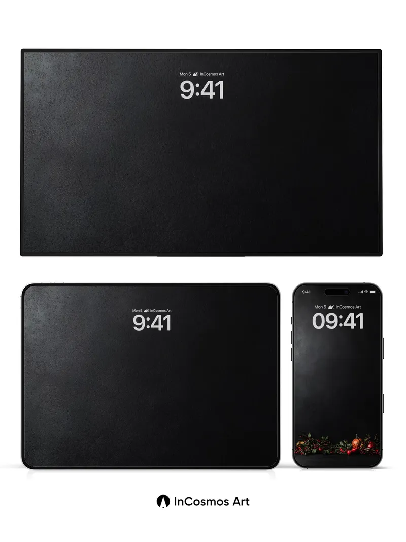 Midnight Harvest Wallpaper with Crimson Berries