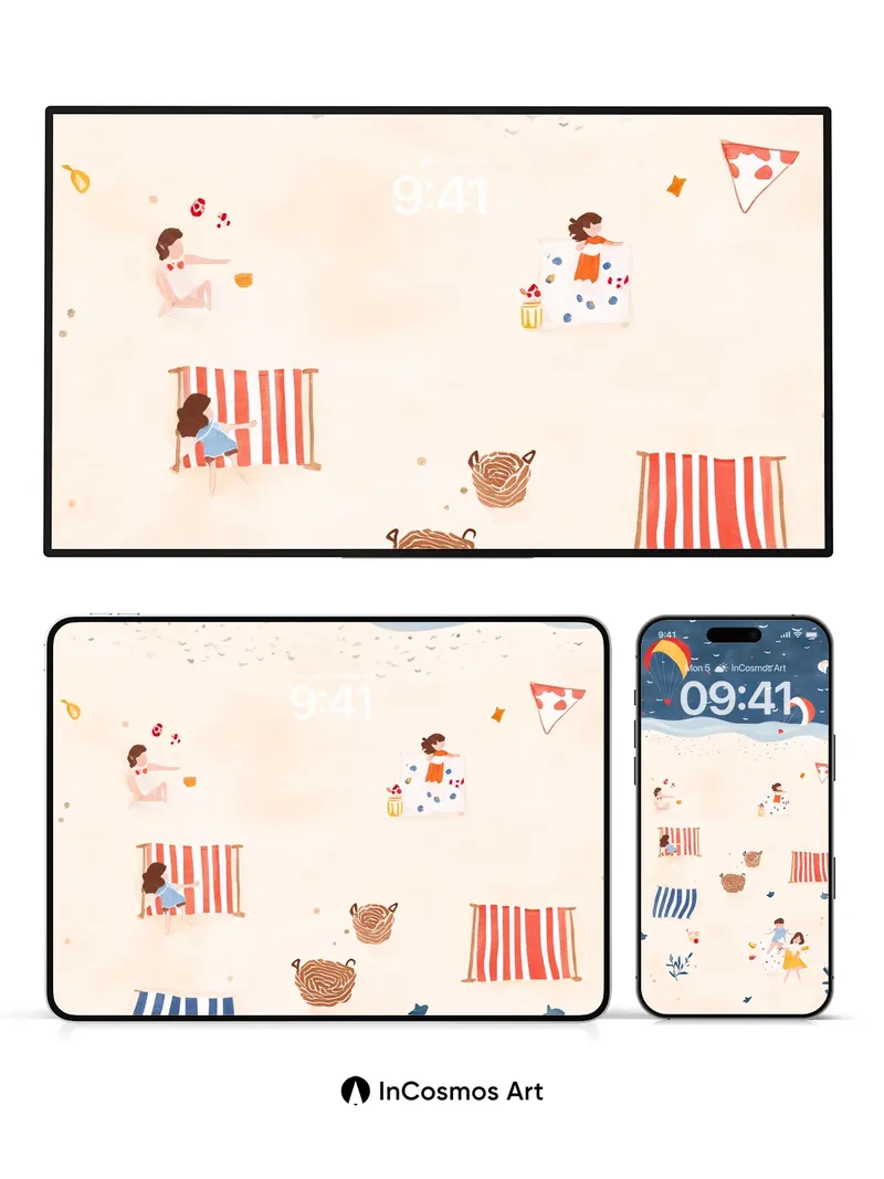 Sunlit Serenity Wallpaper with Parachute Whispers