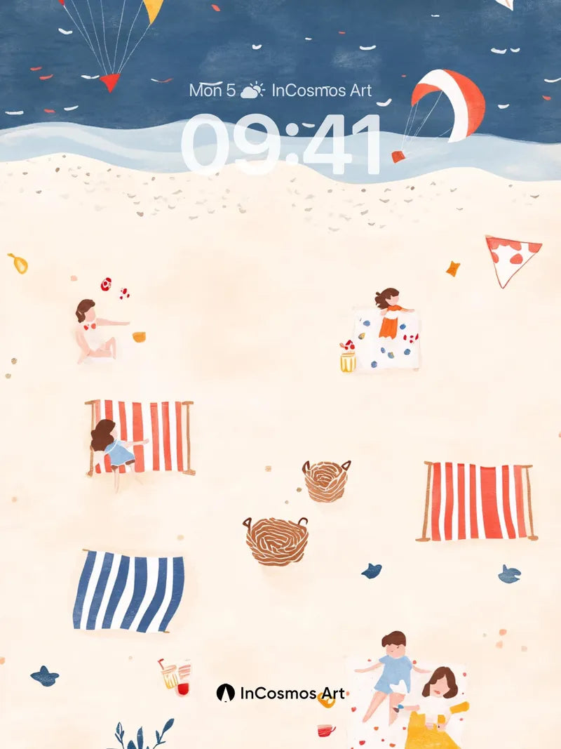 Sunlit Serenity Wallpaper with Parachute Whispers