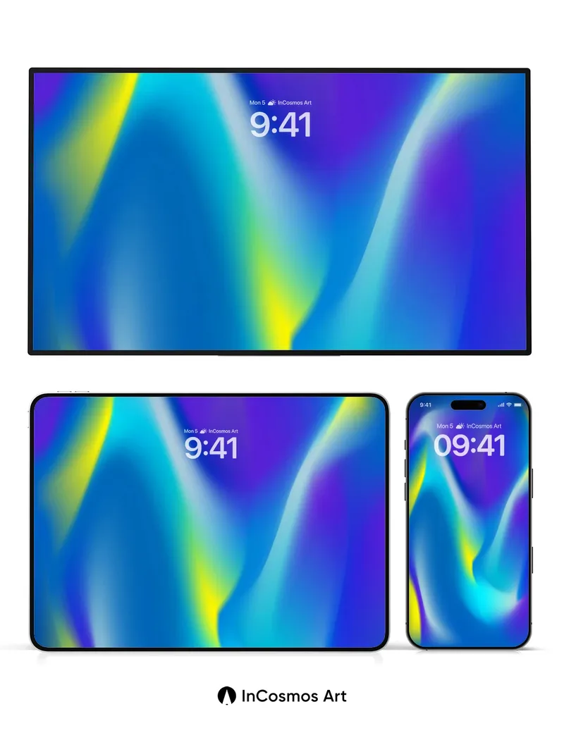 Luminous Wave Wallpaper with Electric Veins