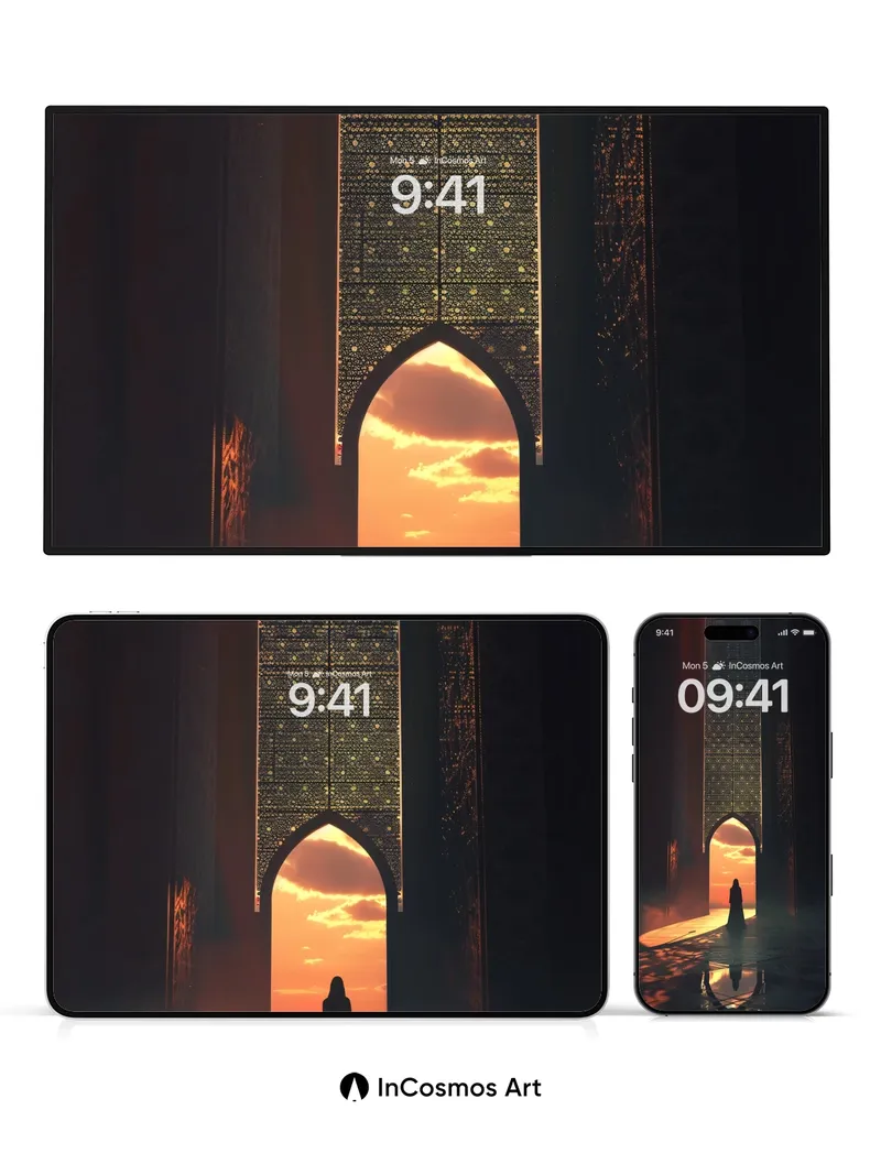 Serenity Arch Wallpaper with Golden Light Veil