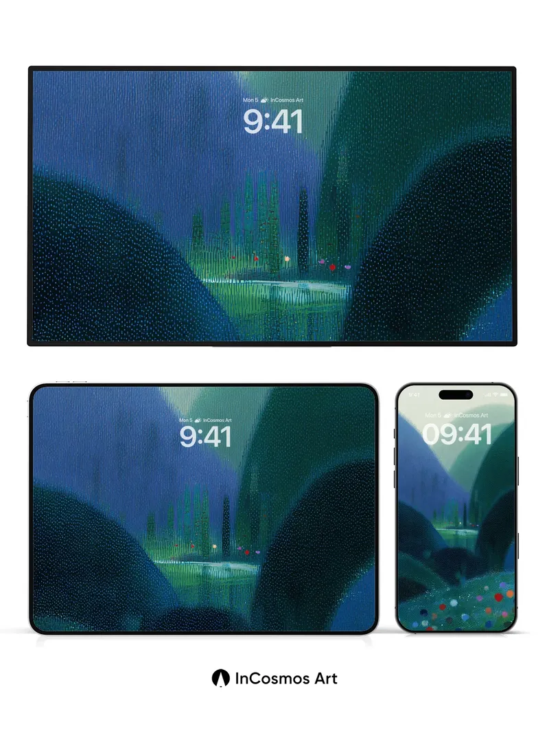 Whispering Valley Wallpaper with Floating Dots