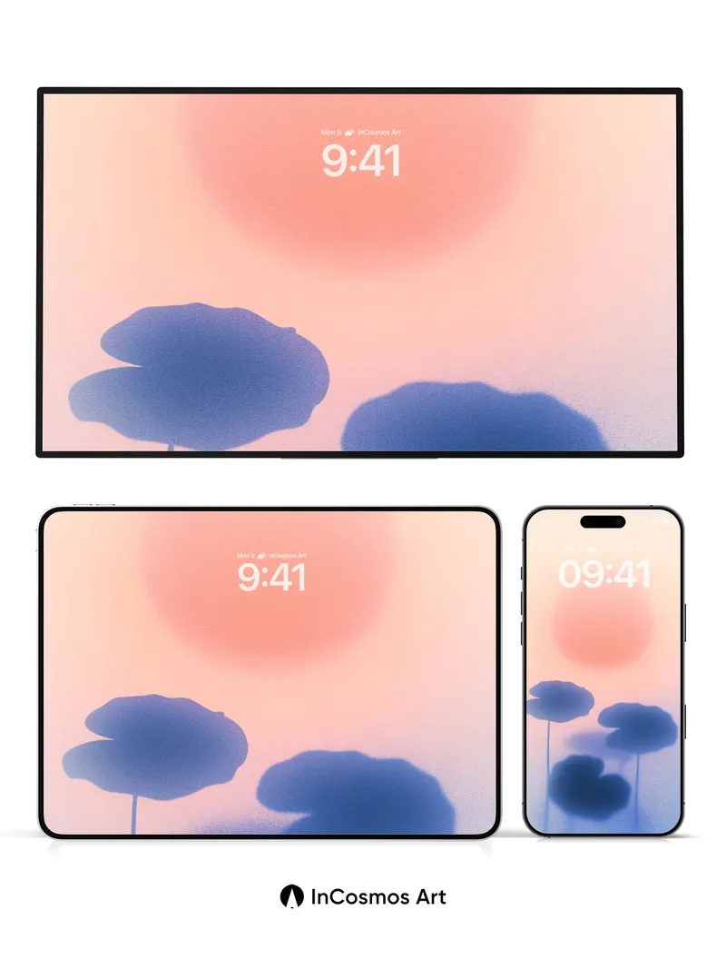 Serene Lotus Shadow Wallpaper with Sunset Haze