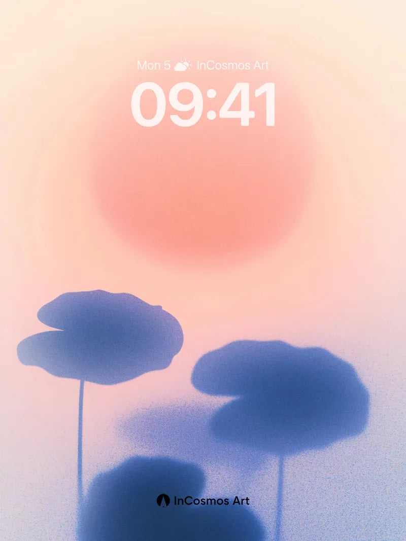 Serene Lotus Shadow Wallpaper with Sunset Haze