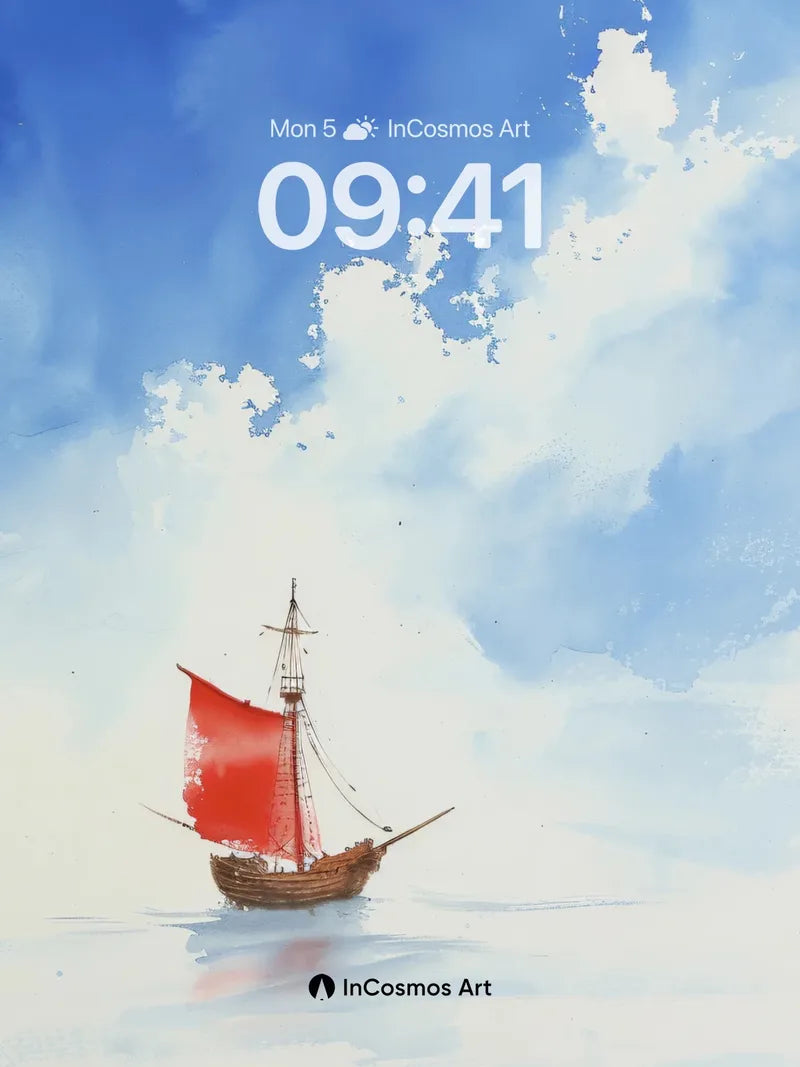 Serenity Sail Wallpaper with Crimson Canvas