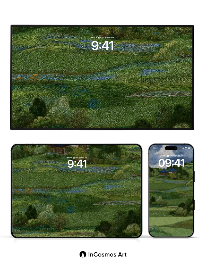 Whispering Fields Wallpaper with Van Gogh Swirls