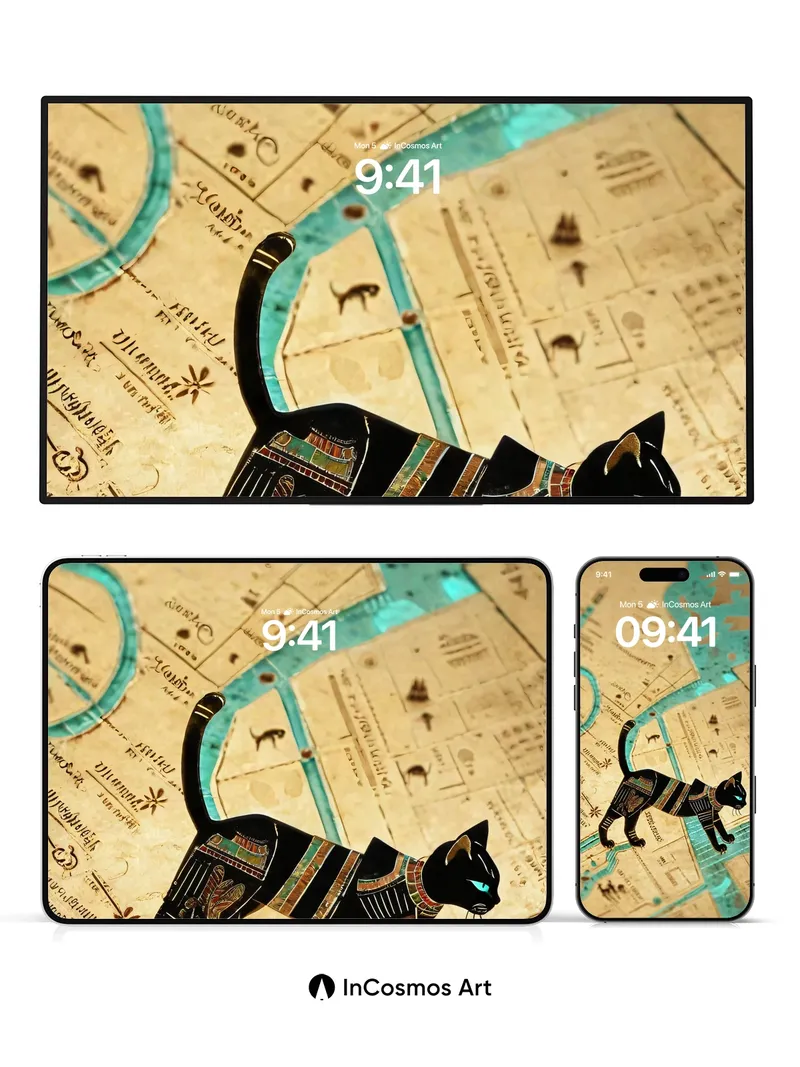 Ancient Whispers Wallpaper with Sacred Feline