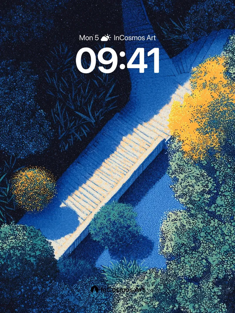 Nocturnal Path Wallpaper with Golden Light Veil