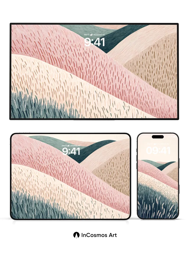 Whispering Fields Wallpaper with Textured Hills