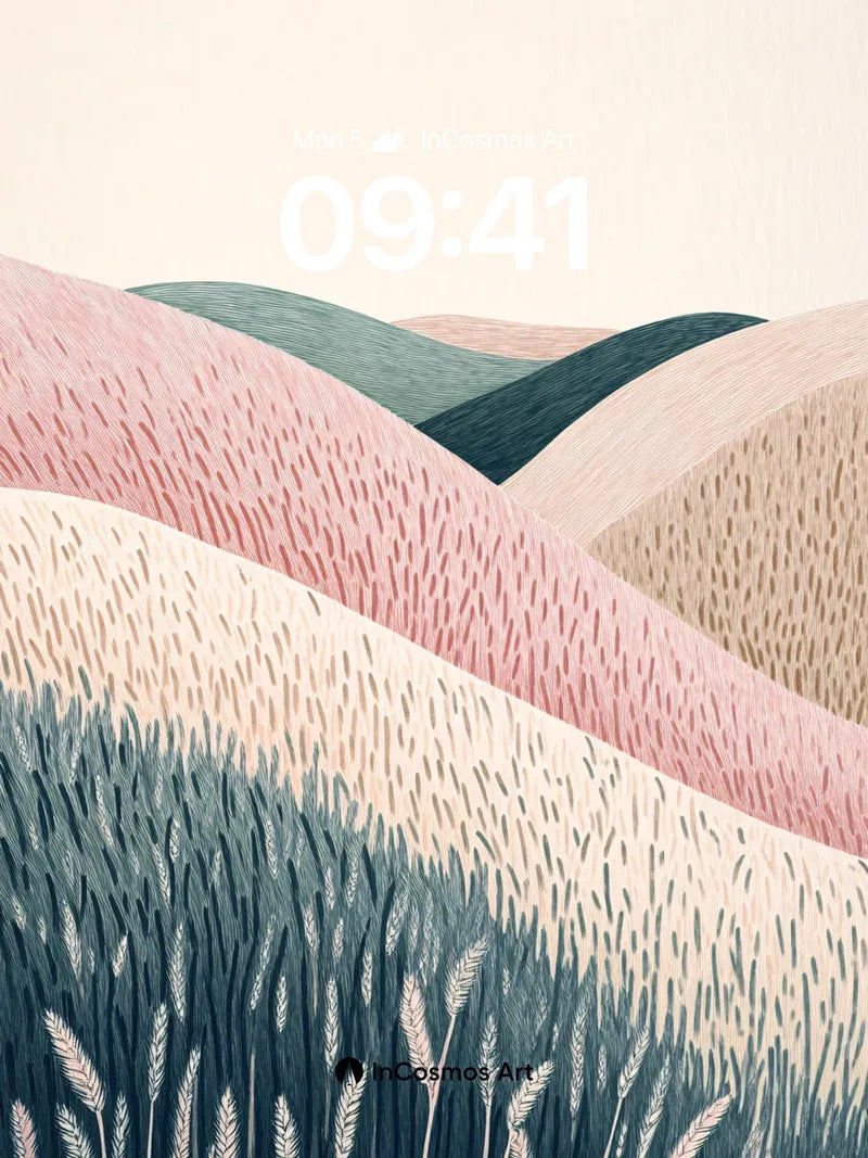 Whispering Fields Wallpaper with Textured Hills